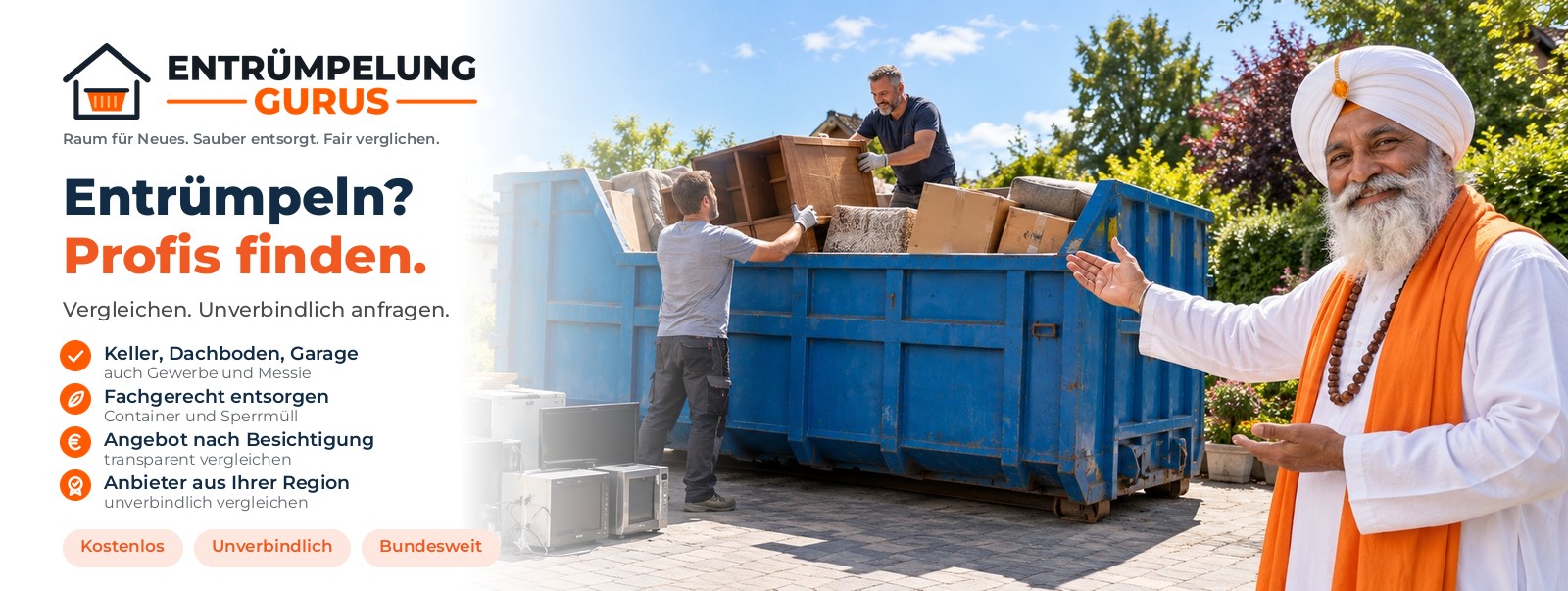 Entrümpelung-Gurus — passende Fachbetriebe für die Entrümpelung von Keller, Dachboden und Garage finden und vergleichen